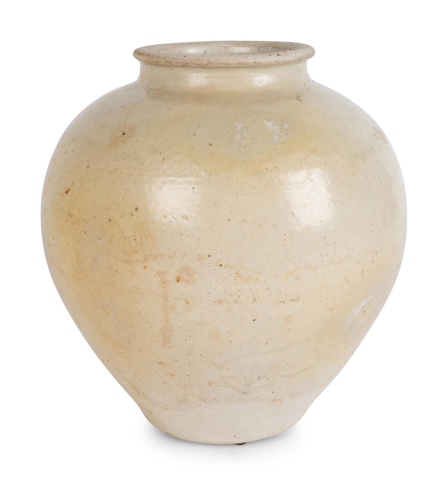 A Chinese White-Glazed Ceramic Ovoid Jar — TANG DYNASTY
