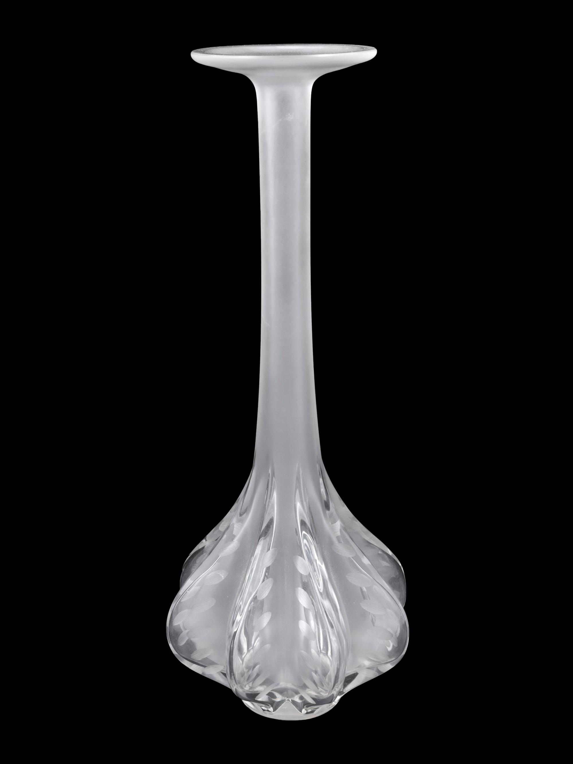 A Lalique Frosted Glass Vase: Claude — Designed by Marie Claude Lalique, Circa 1960