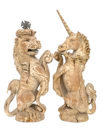 A Pair of Continental Limed Wood Figures Height 22 inches.