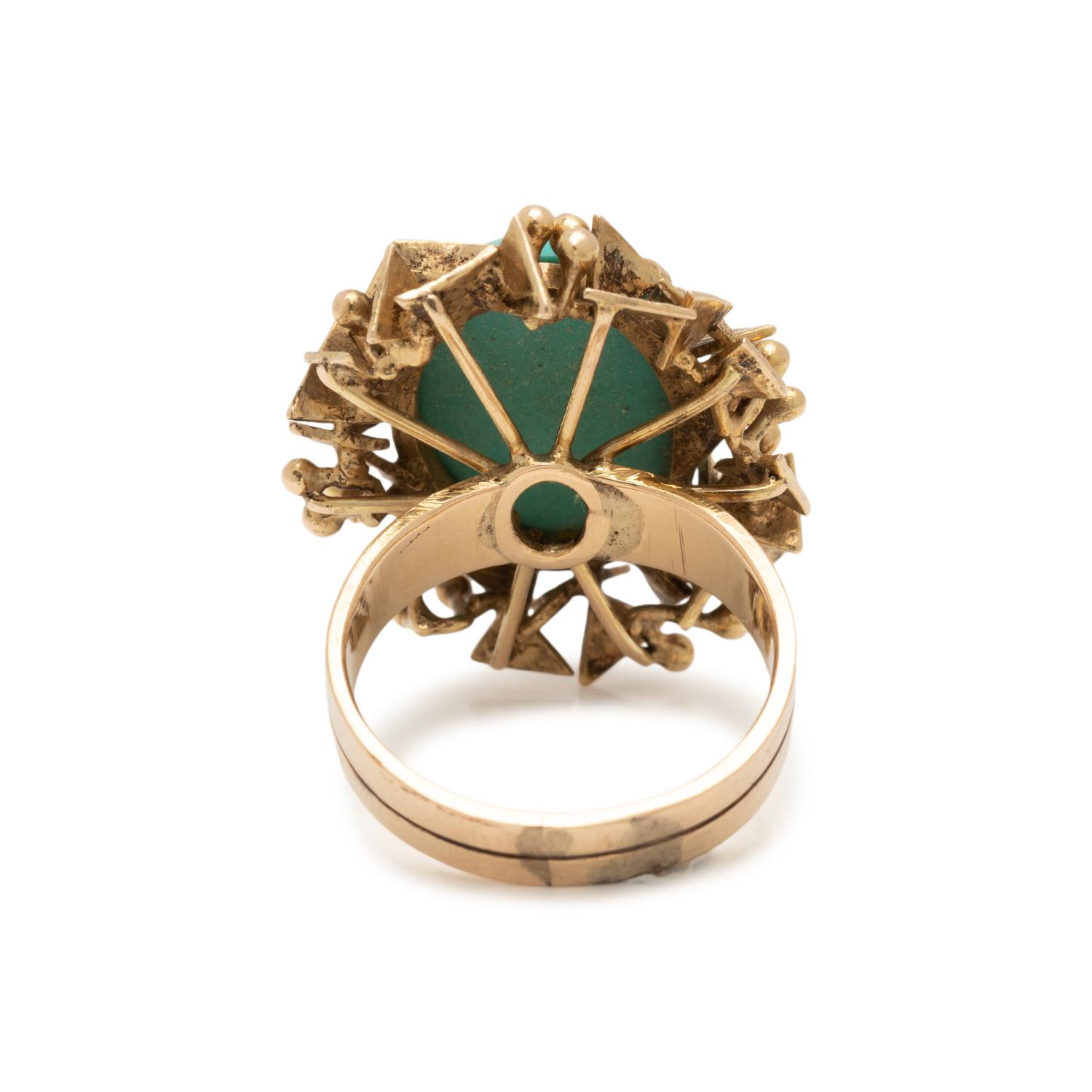YELLOW GOLD AND SYNTHETIC TURQUOISE RING