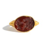 A Roman Gold and Carnelian Finger Ring with the God Helios