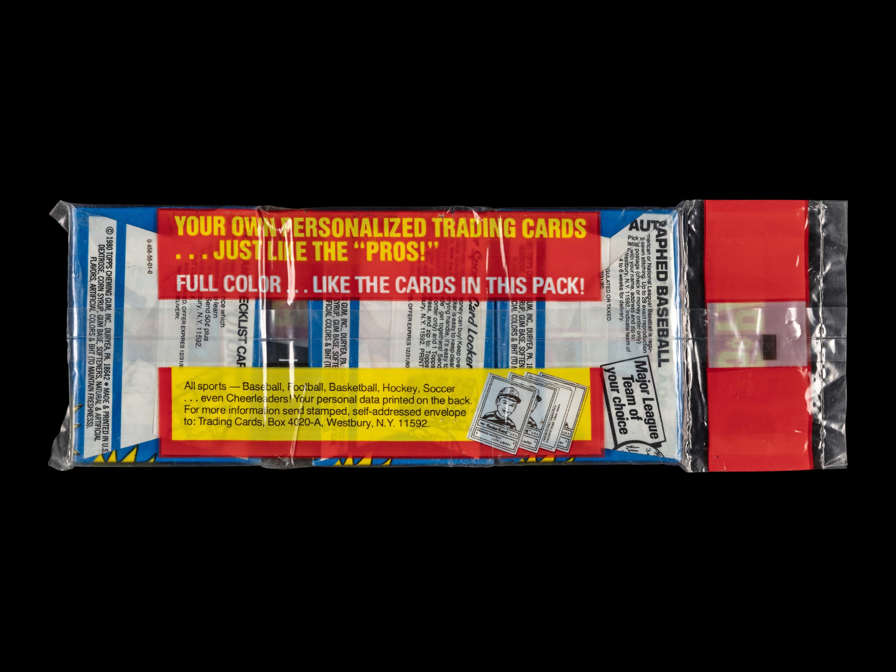 An Unopened 1980 Topps Baseball Card Three Pack - Possible Rickey Henderson Rookie Card