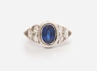 A White Gold, Sapphire, and Diamond Ring