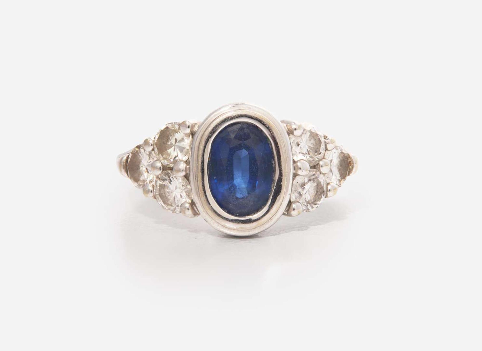A White Gold, Sapphire, and Diamond Ring