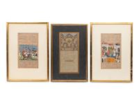 Three Persian Illuminated Manuscript Leaves