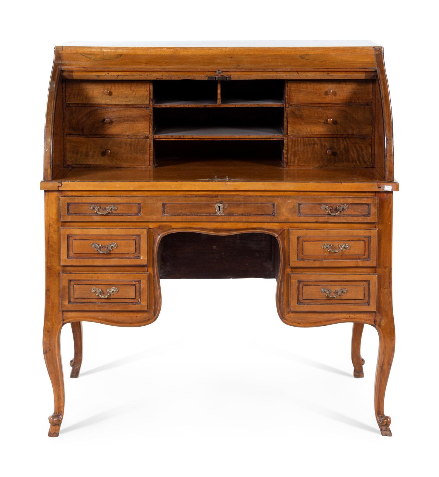 A Louis XV Style Walnut Bureau à Cylindre