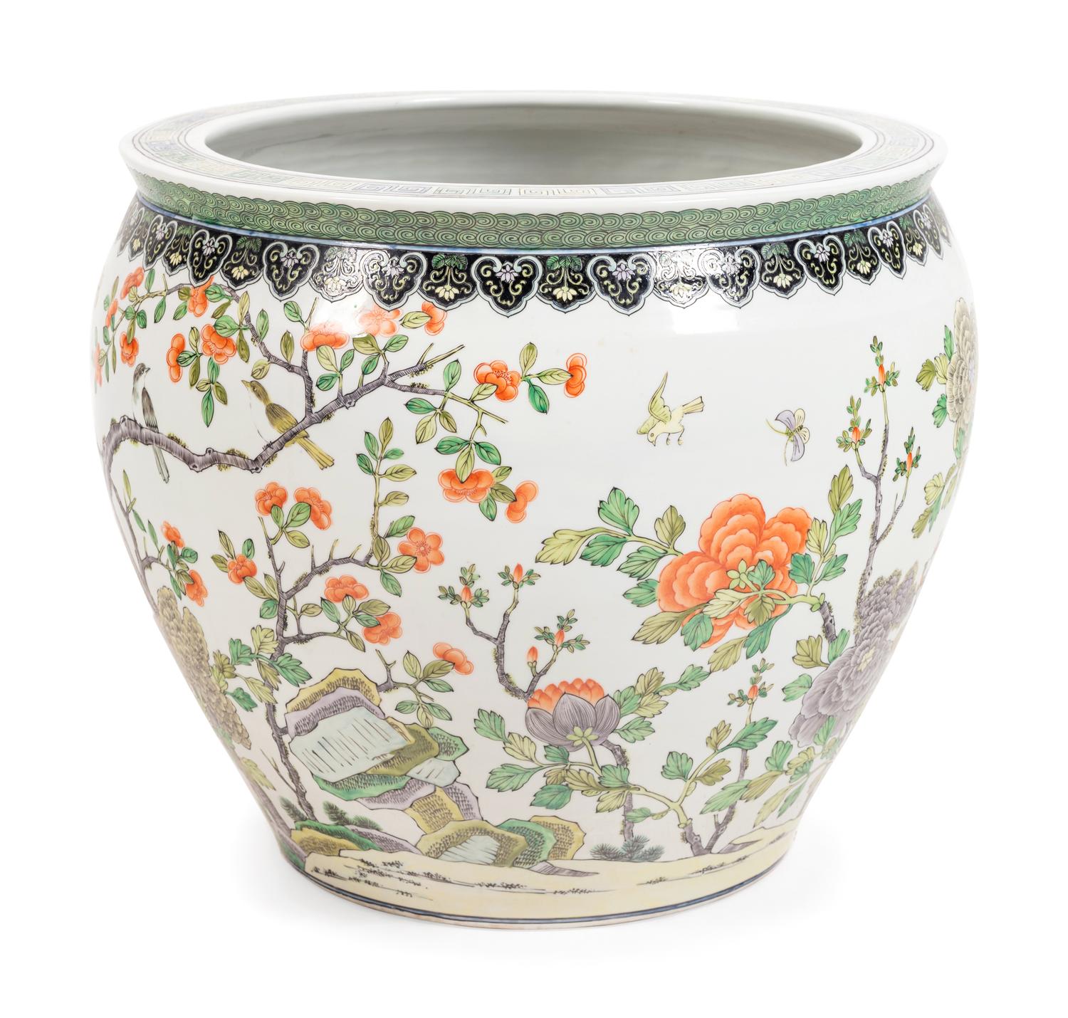 A Chinese Export Famille Verte Porcelain Fishbowl