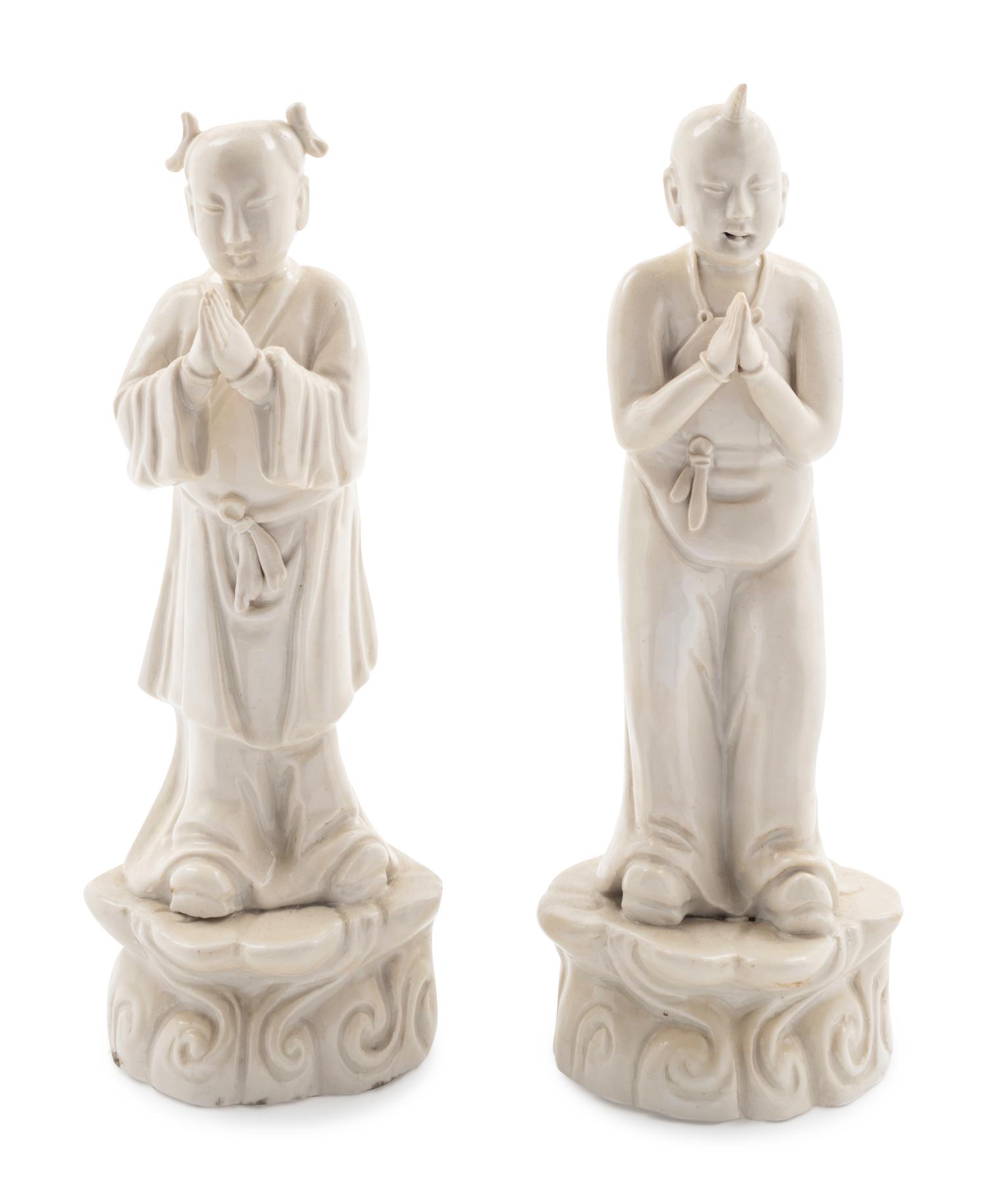 A Pair of Chinese Blanc-de-Chine Porcelain Figures