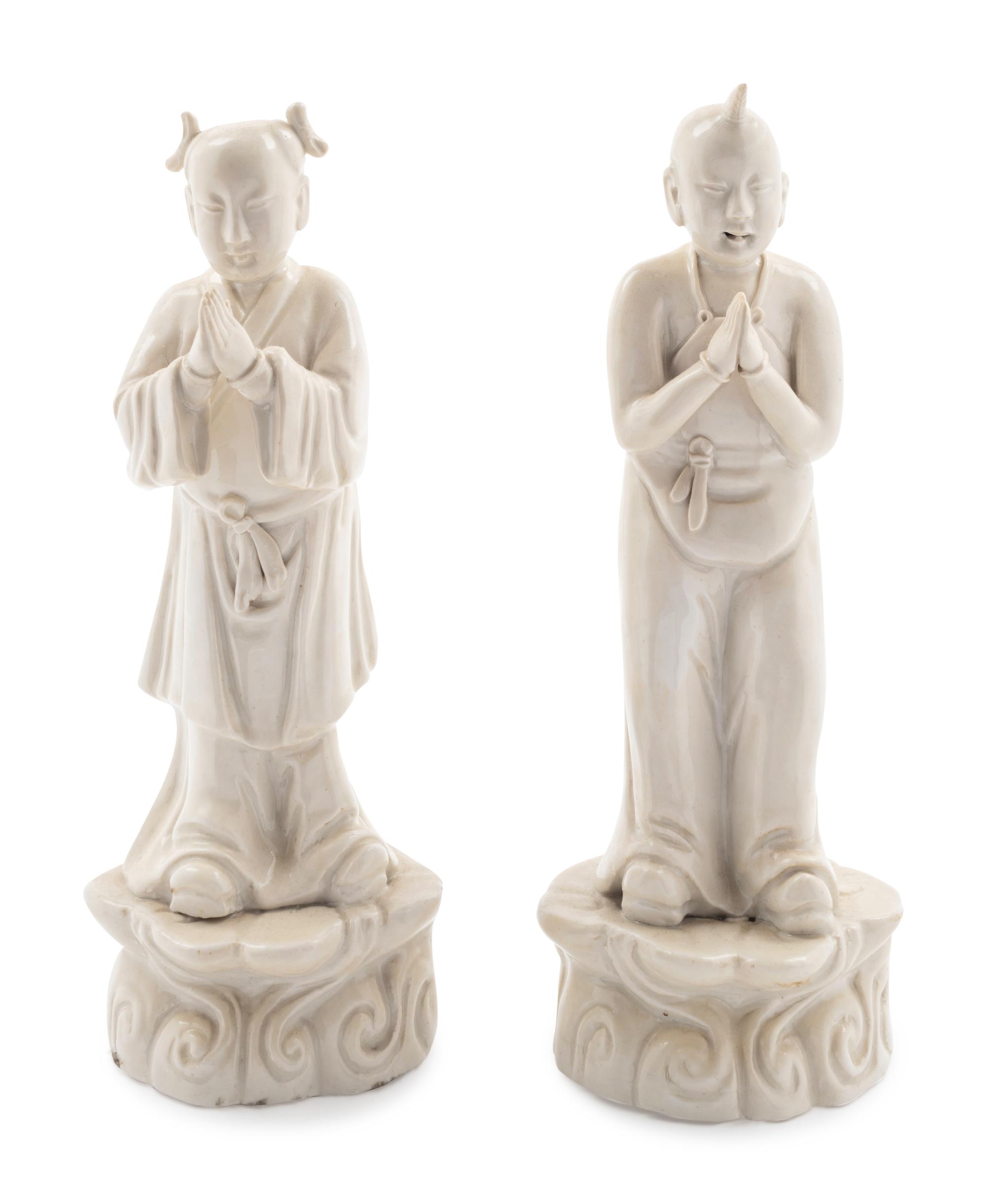 A Pair of Chinese Blanc-de-Chine Porcelain Figures