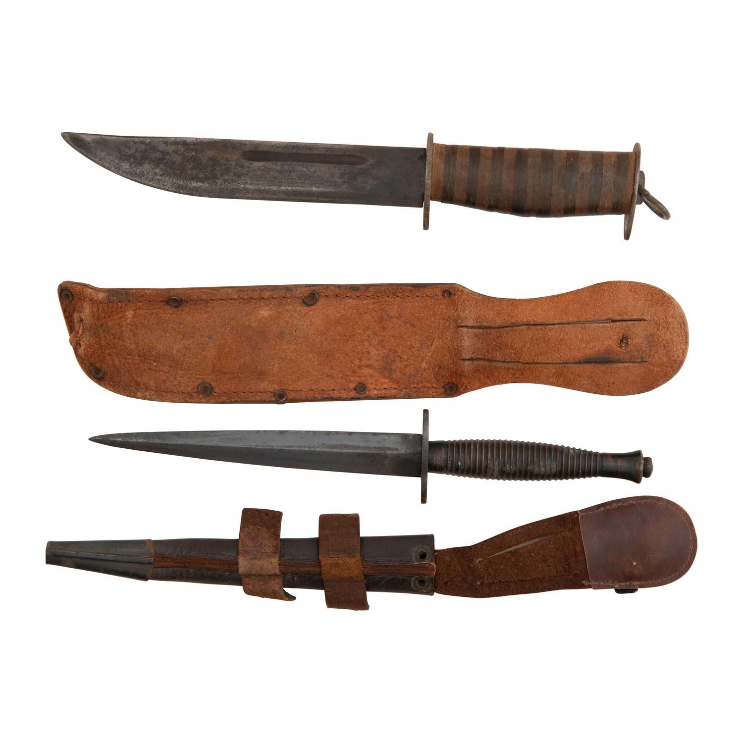 Lot of 2 Combat Knives Including: 3rd Model Fairbairn-Sykes and a 7.5" Fighting Knife