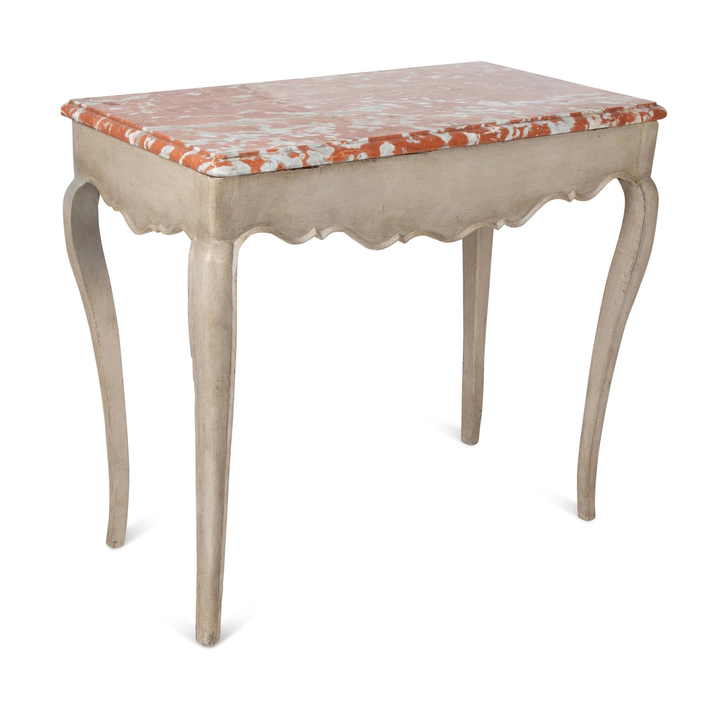 A French Provincial Painted Pine Marble-Top Table — 18TH CENTURY
