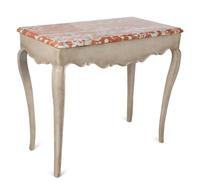 A French Provincial Painted Pine Marble-Top Table — 18TH CENTURY