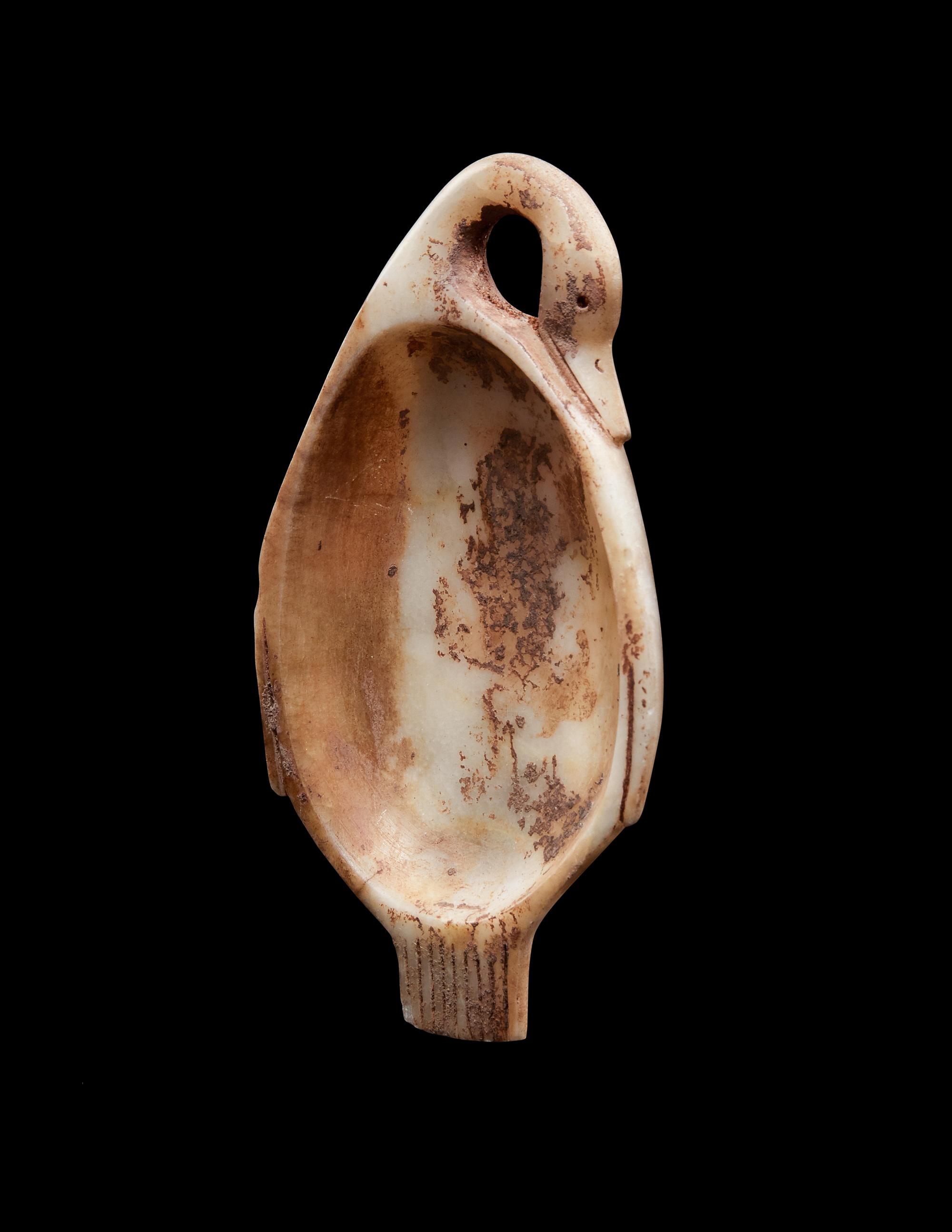 An Egyptian Alabaster Duck-Shaped Cosmetic Dish