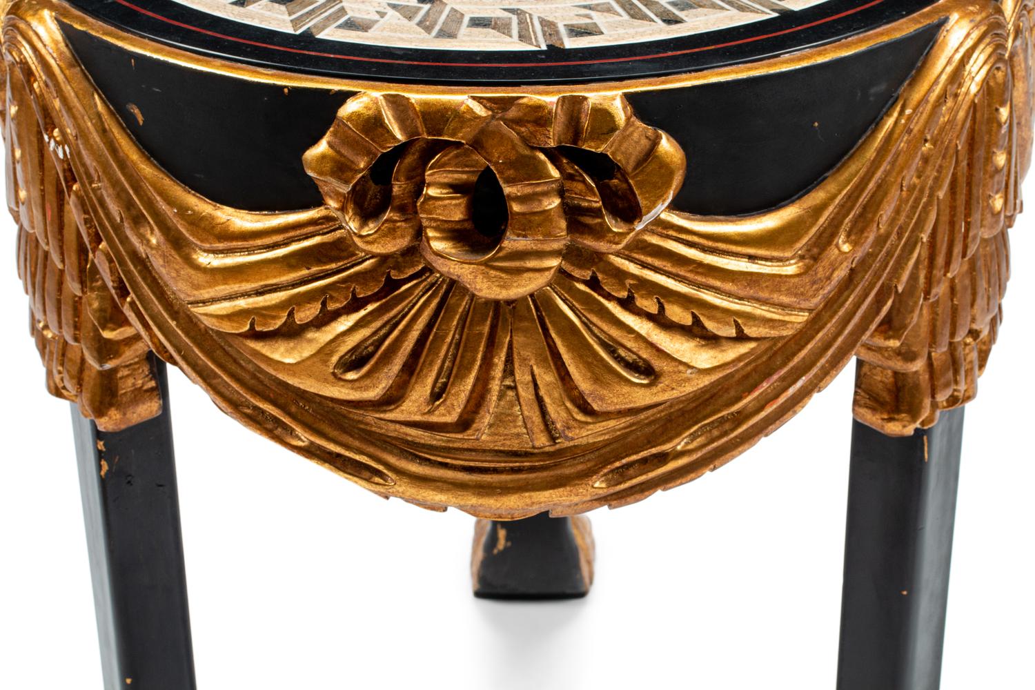 An Italian Painted and Parcel Gilt Micromosaic-Top Table