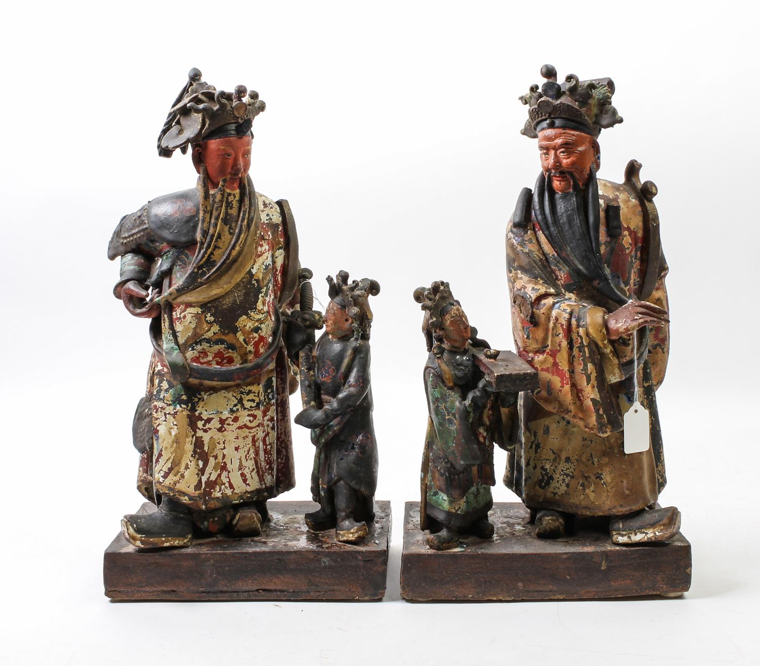 Two Chinese Ceramic Figural Groups Height of first 19 1/2 inches.
