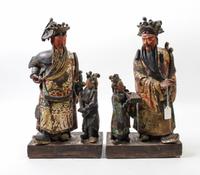 Two Chinese Ceramic Figural Groups Height of first 19 1/2 inches.