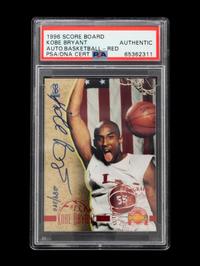 A 1996 Score Board Basketball Autographs Red Kobe Bryant Signed Rookie Basketball Card No. 15 (PSA Authentic),