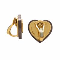 Sabbadini, Sterling Silver, Yellow Gold, and Diamond Heart Earrings