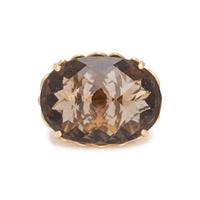 YELLOW GOLD AND SMOKY QUARTZ RING