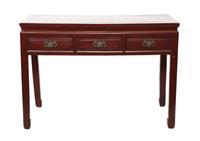A Chinese Red Lacquered Altar Table Height 33 x width 47 x depth 20 1/2 inches