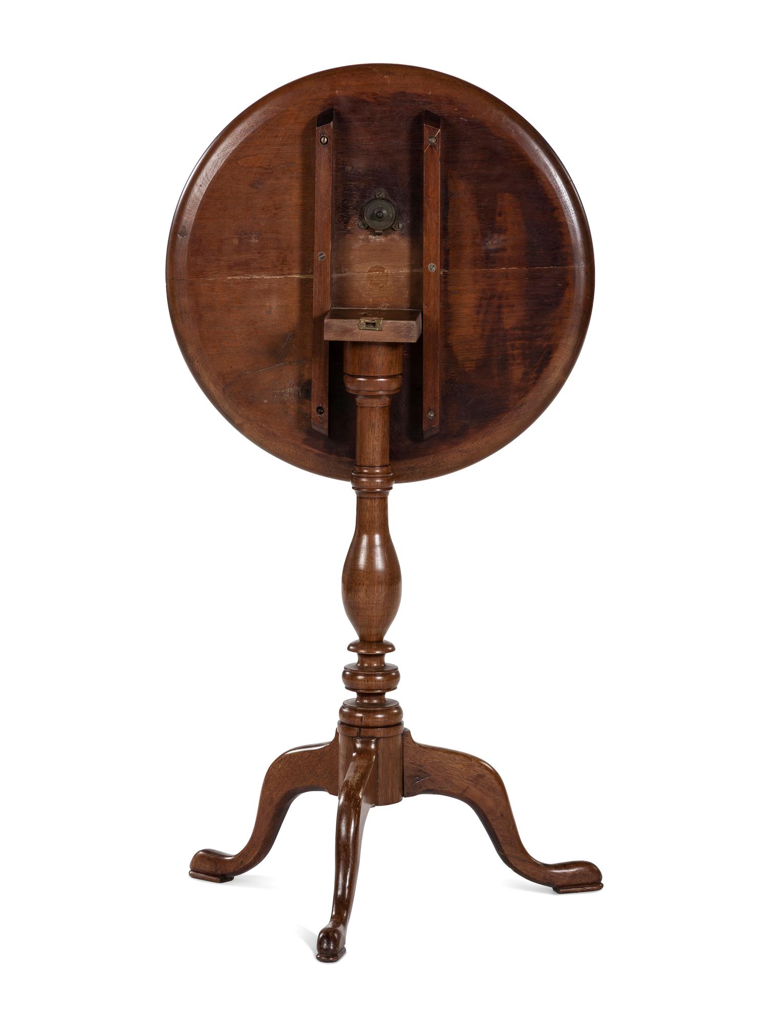 A Chippendale Walnut Dished and Tilt Top Candlestand