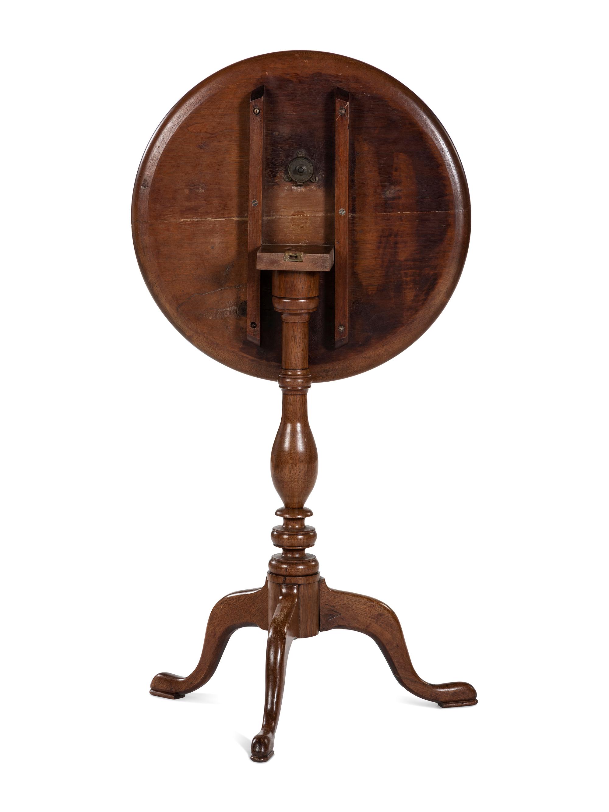 A Chippendale Walnut Dished and Tilt Top Candlestand