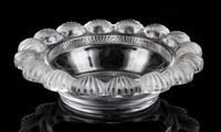 A Lalique Frosted Glass Pornic Bowl Diameter 8 inches.