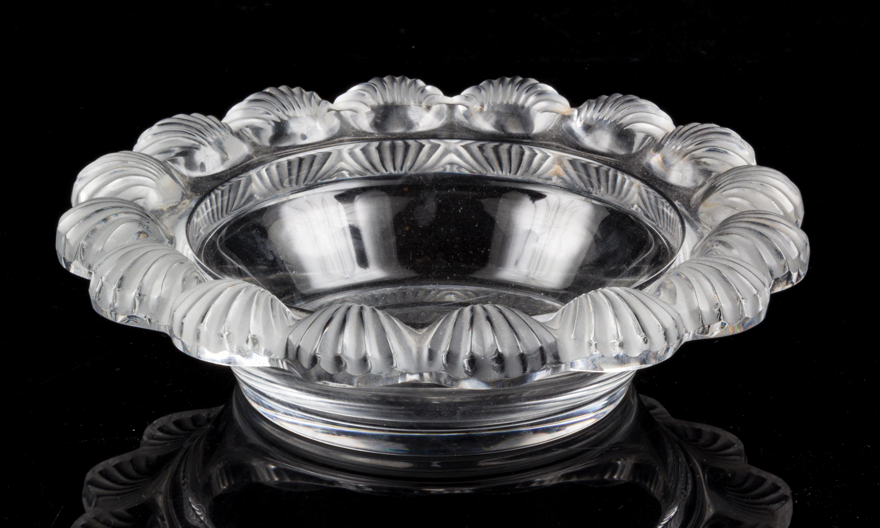 A Lalique Frosted Glass Pornic Bowl Diameter 8 inches.