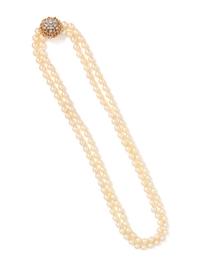CULTURED PEARL AND DIAMOND NECKLACE