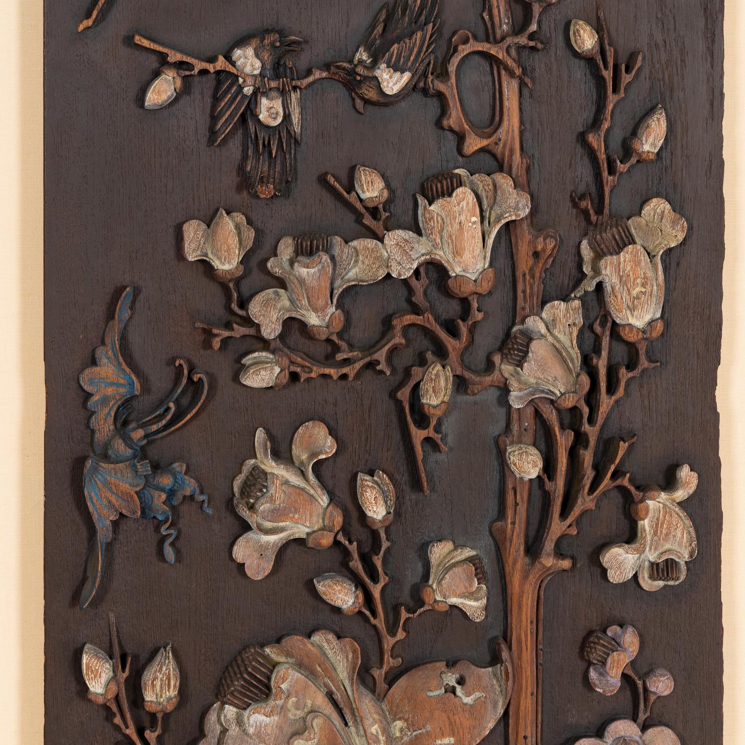 A Framed Chinese Carved Wall Panel