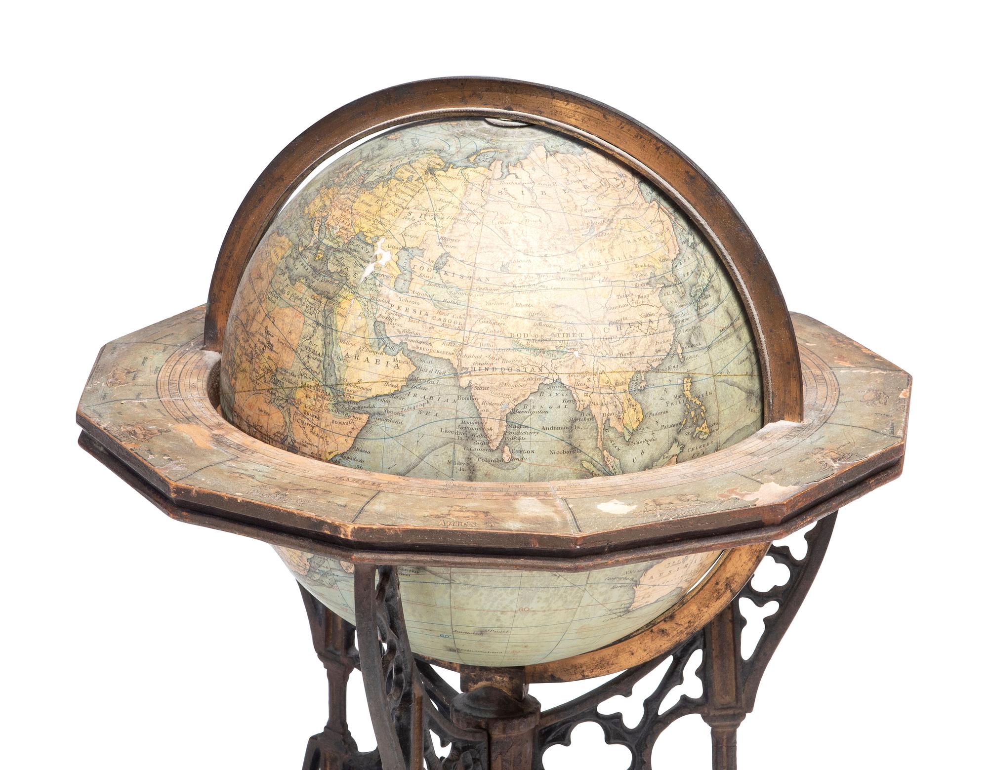 An Eight-Inch Terrestrial Table Globe on Cast-Metal Stand