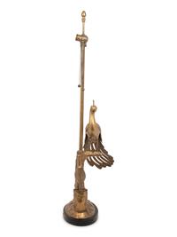 A Gilt Metal Peafowl Lamp