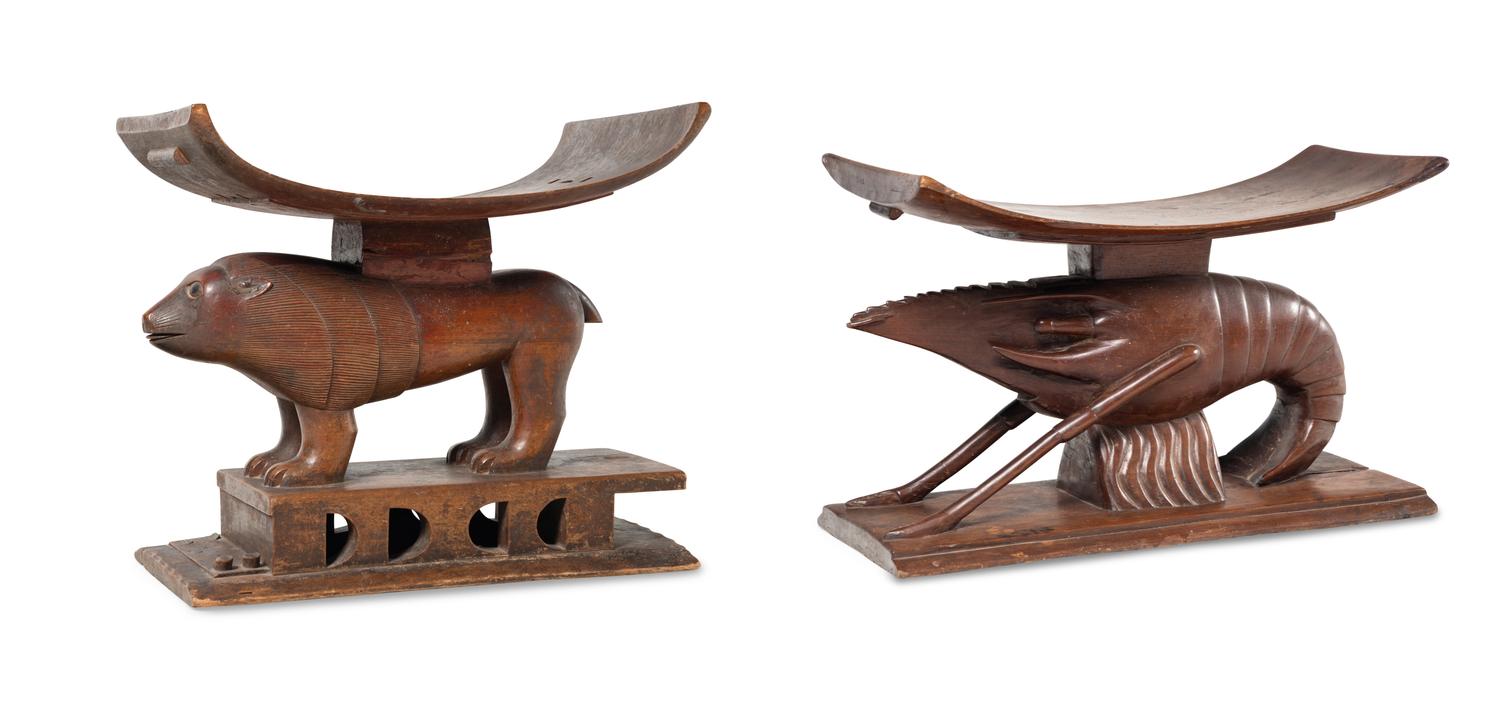 Two Asante Carved Wood Stools