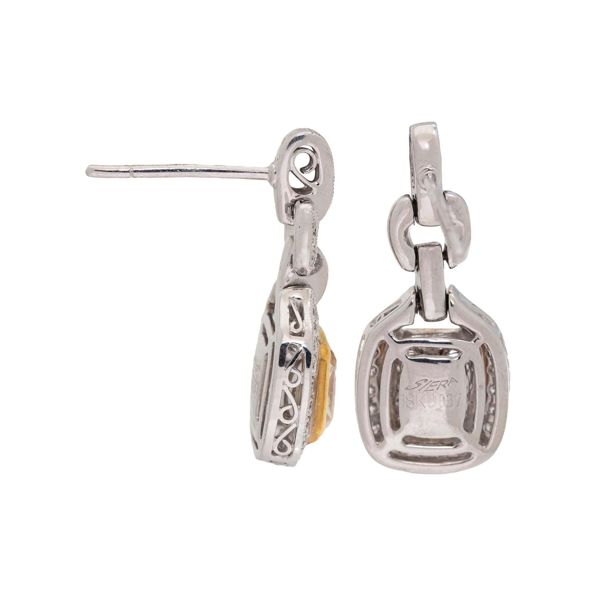 COLORED DIAMOND AND DIAMOND EARRINGS