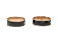 VICTORIAN, PAIR OF ENAMEL, AND SEED PEARL BANGLE BRACELETS