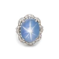 OSCAR HEYMAN & BROTHERS, PLATINUM AND STAR SAPPHIRE RING