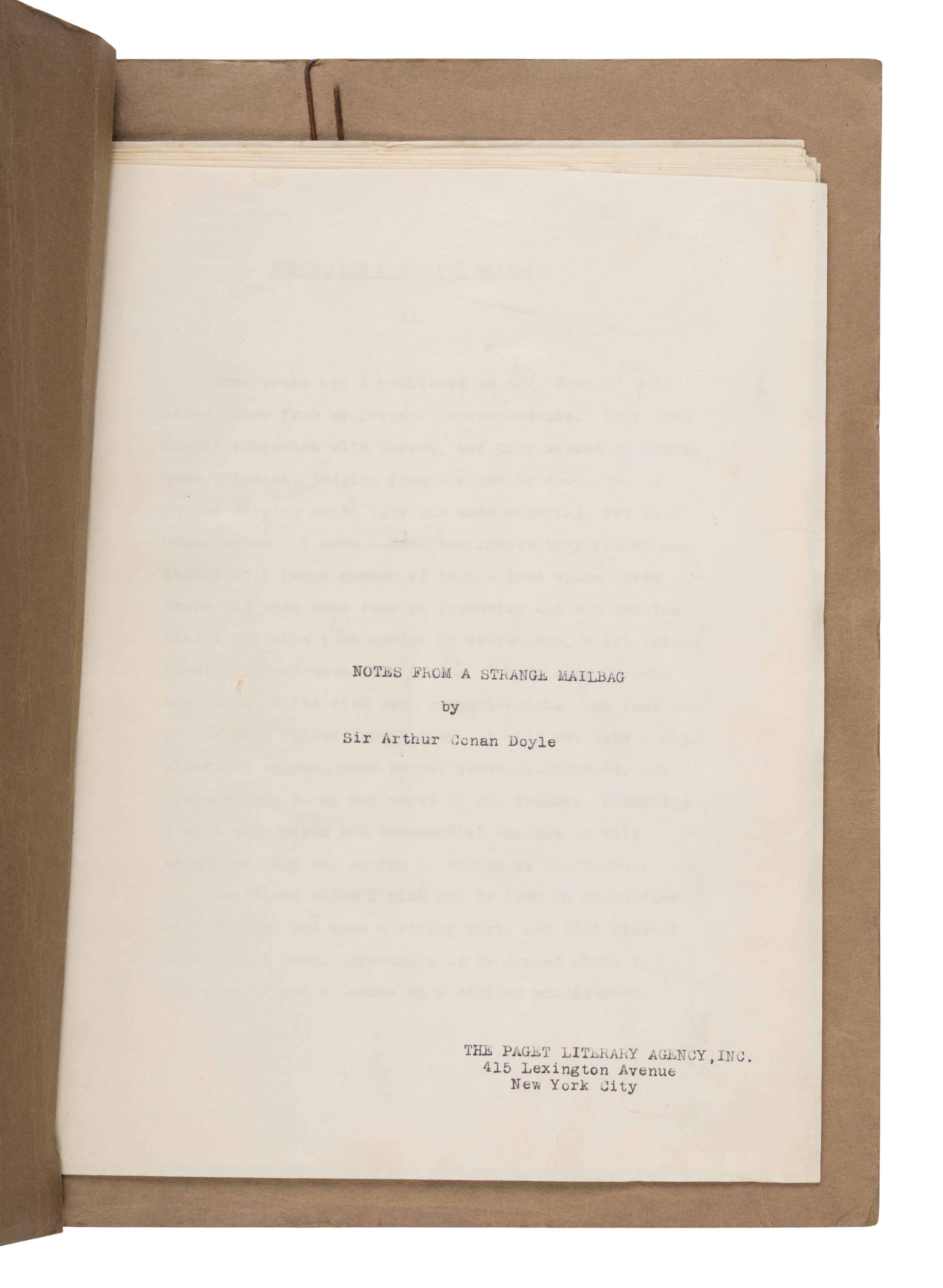 Doyle, Arthur Conan (1859-1930). A pair of typescript articles with holograph emendations in Doyle's hand, comprising: