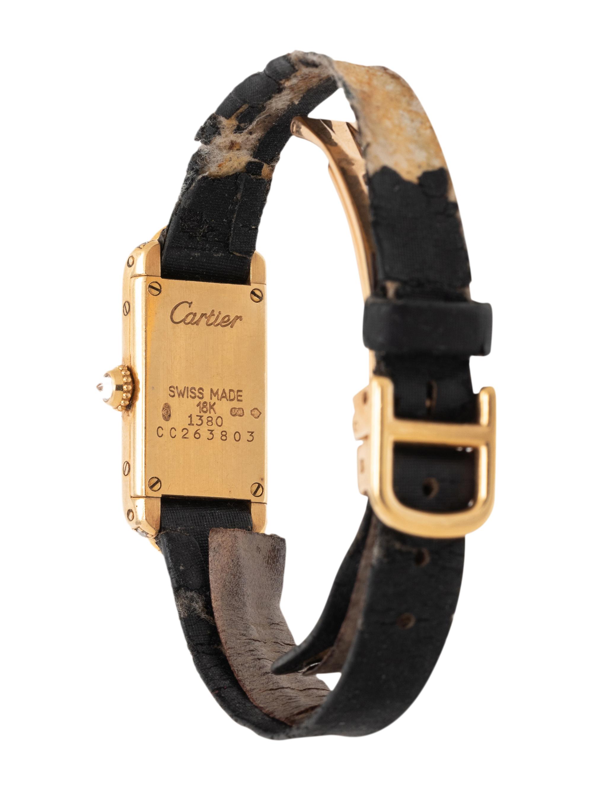 CARTIER, REF. 1380 18K YELLOW GOLD AND DIAMOND WATCH