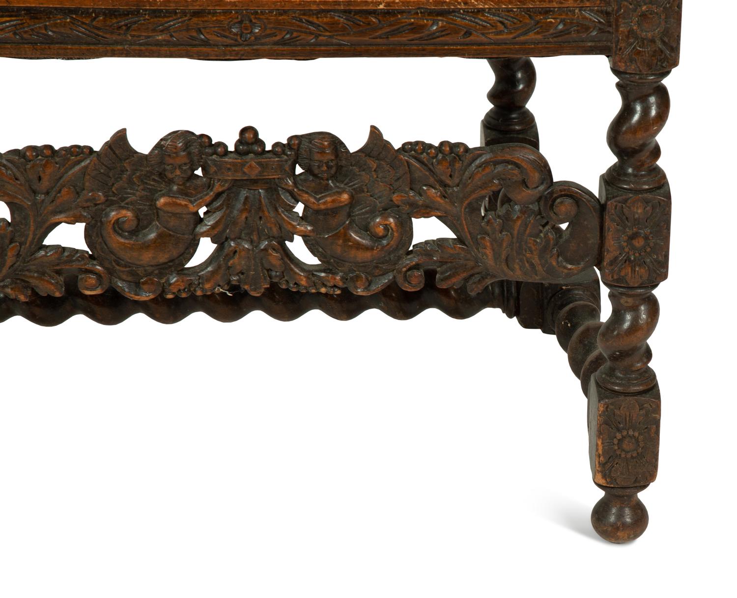 A William & Mary Style Carved Walnut Armchair — LATE 19TH CENTURY