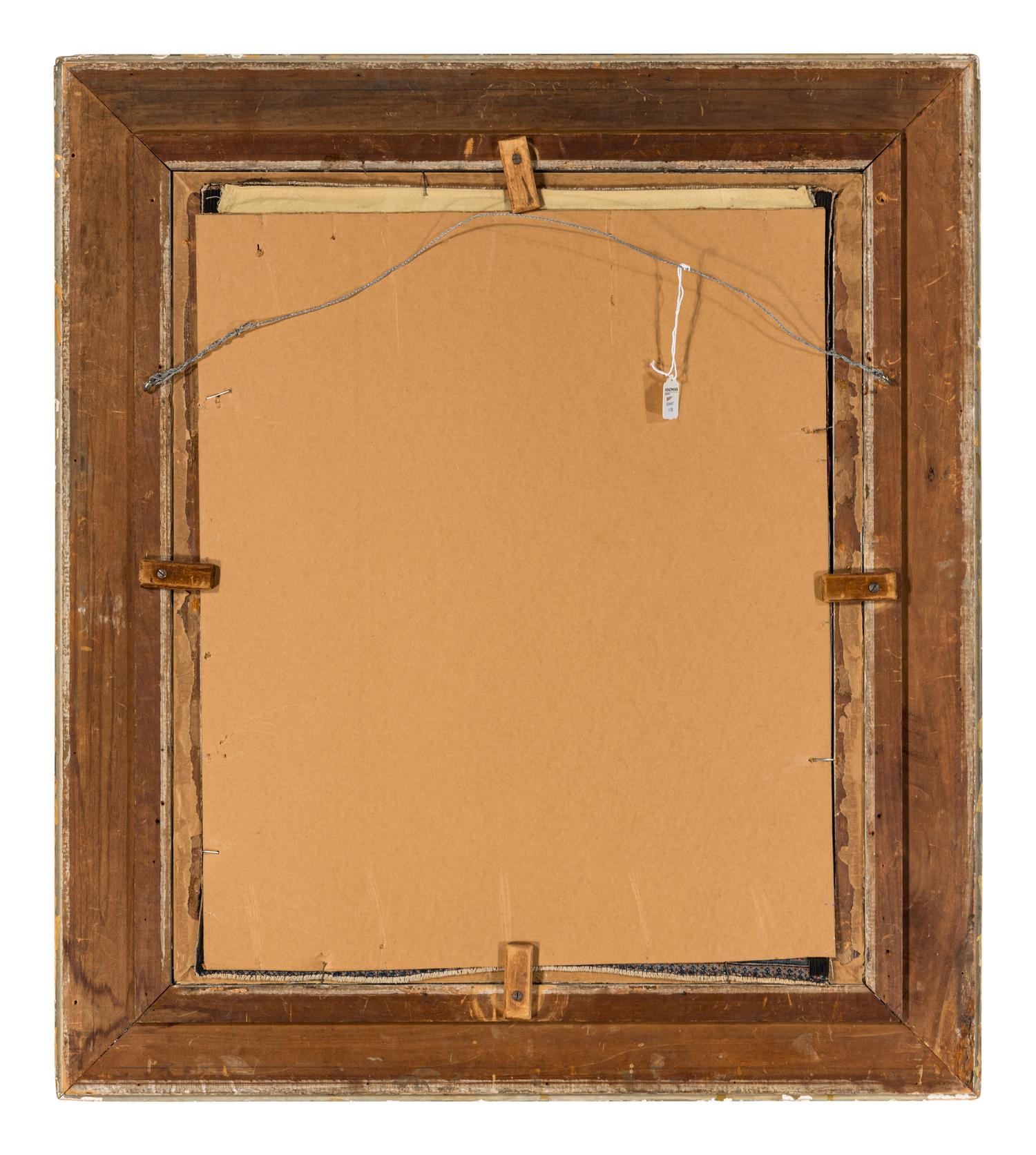 A Persian Pictorial Wool Rug in a Giltwood Frame