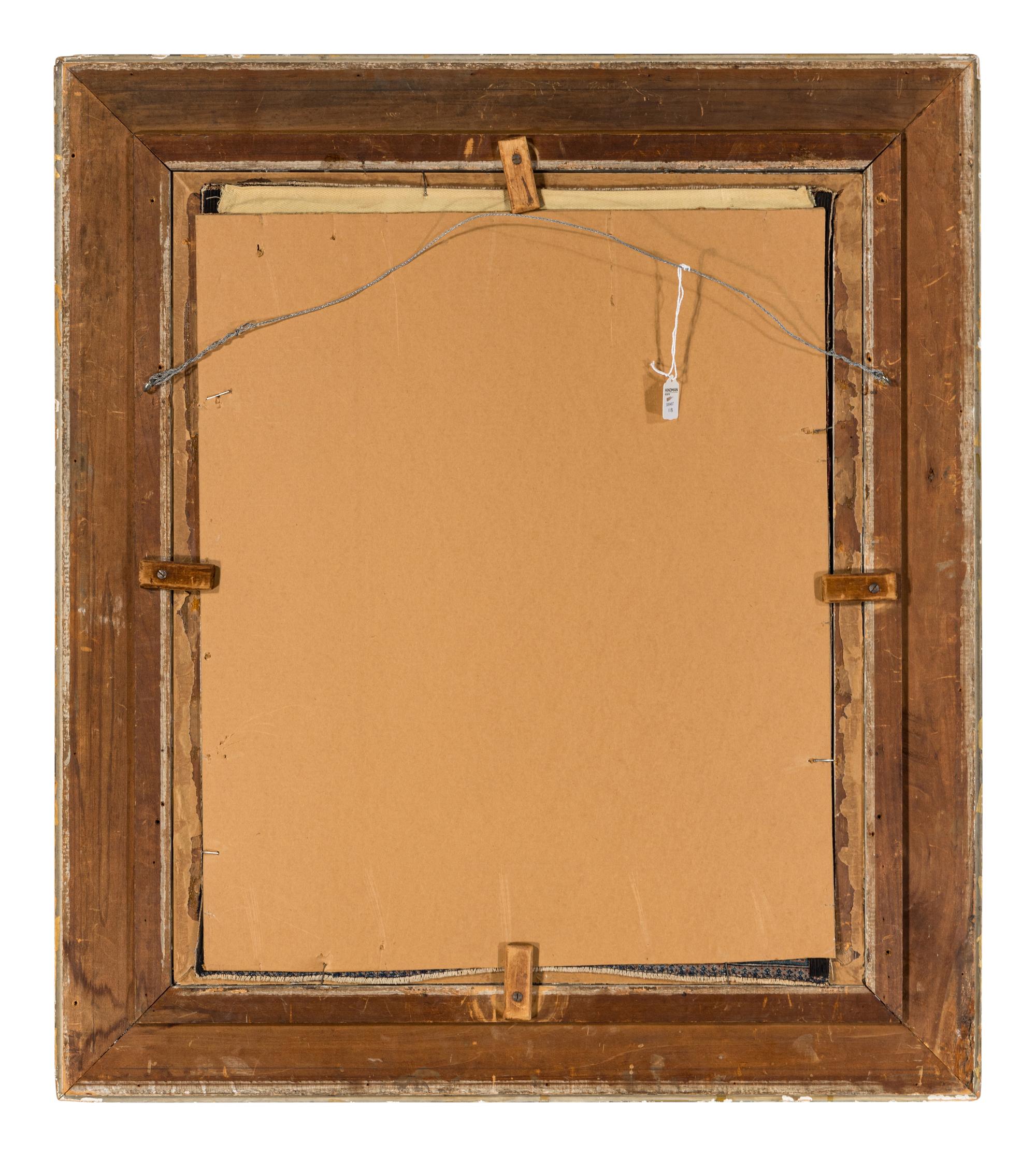 A Persian Pictorial Wool Rug in a Giltwood Frame
