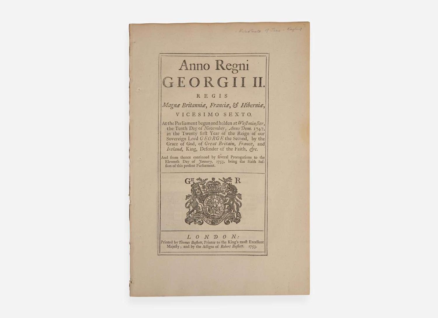[Judaica] An Act to permit Persons professing the Jewish Religion, to be naturalized by Parliament; and for other Purposes therein mentioned