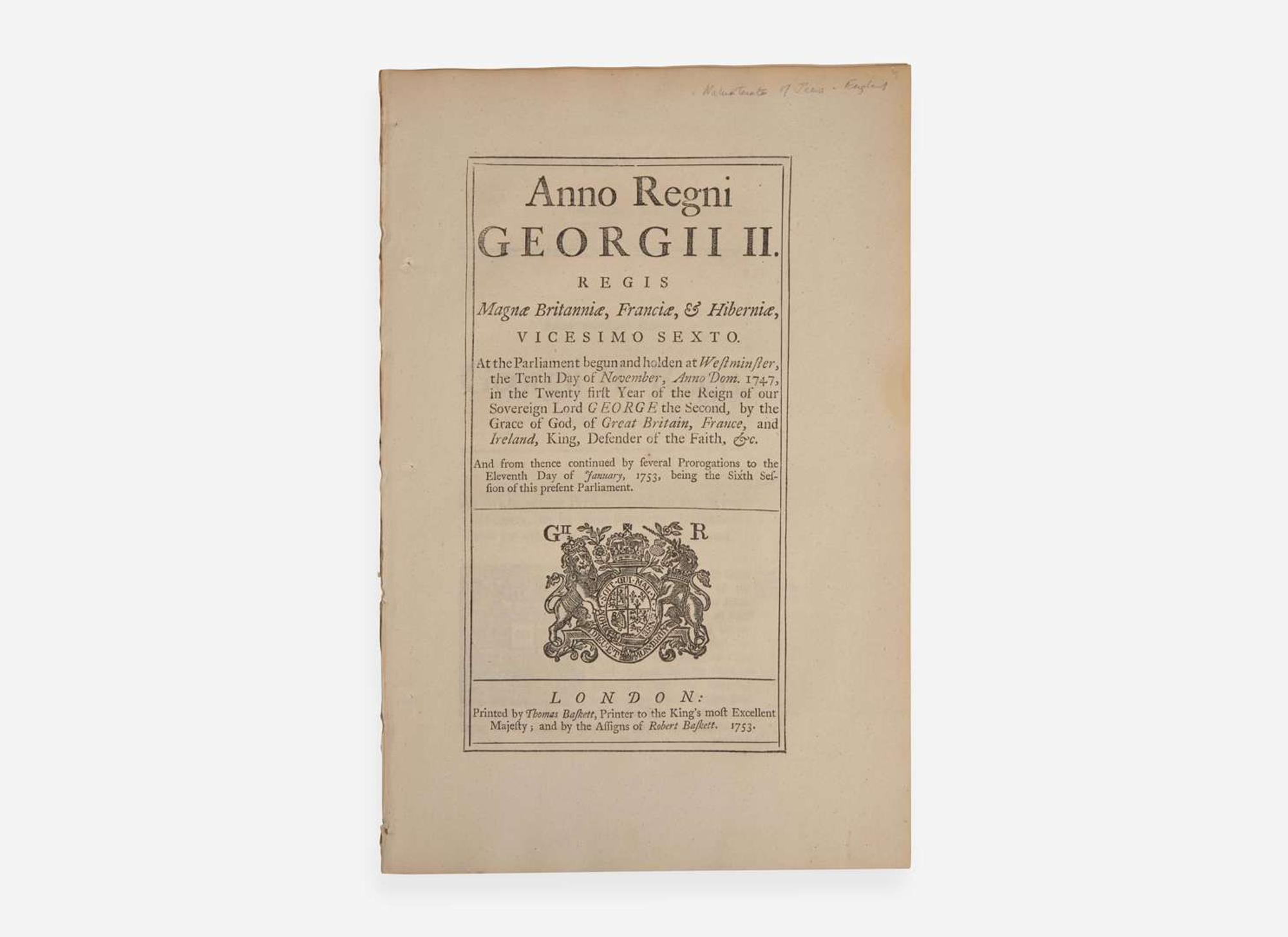[Judaica] An Act to permit Persons professing the Jewish Religion, to be naturalized by Parliament; and for other Purposes therein mentioned