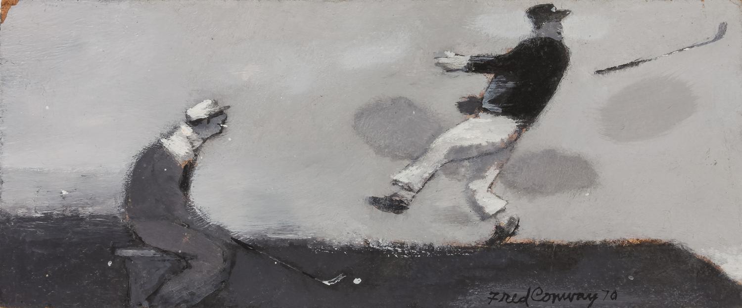 Two works: Men Playing Horseshoes and Men Playing Golf