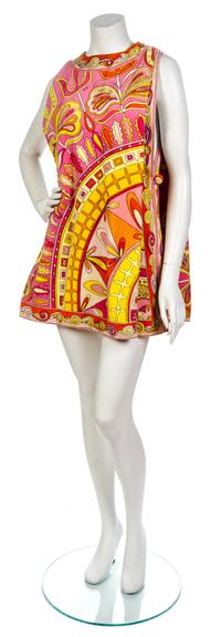 An Emilio Pucci Multicolor Print Terrycloth Short Tabard. Size 8.