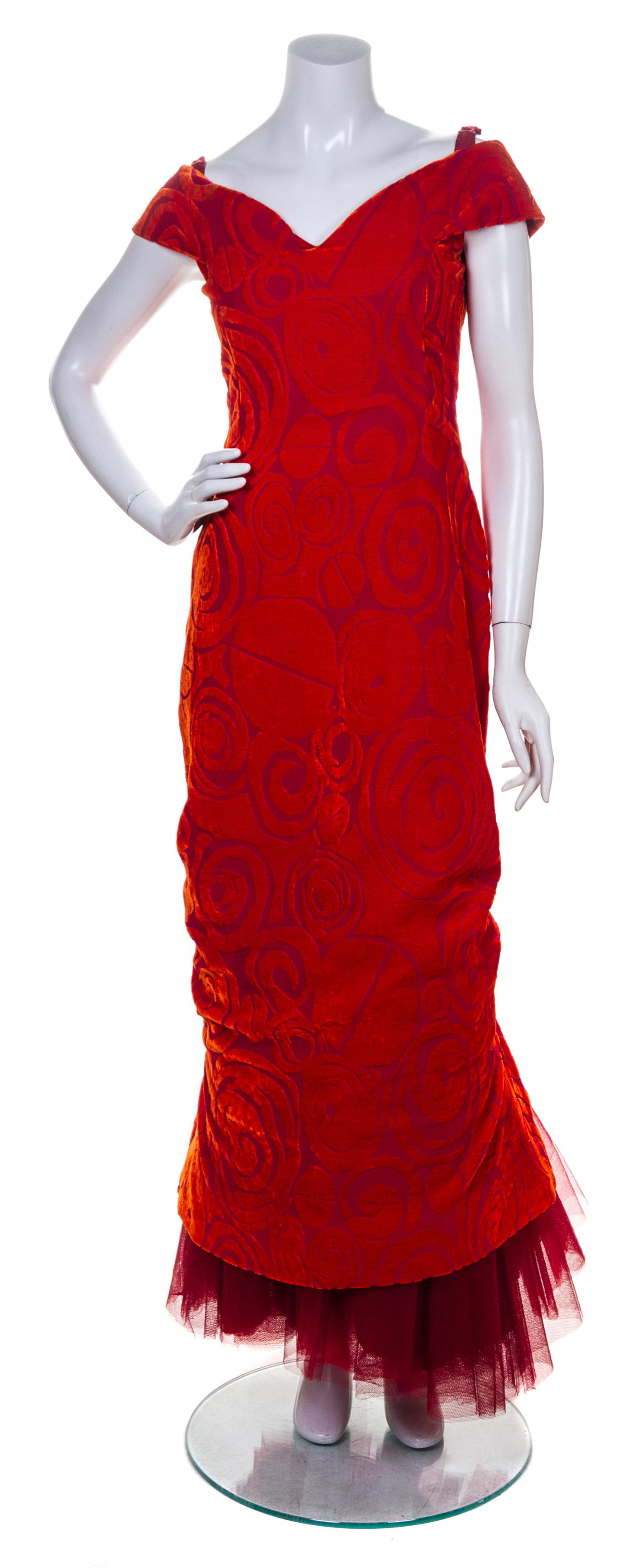 A Scaasi Velvet Evening Gown,