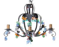 A Gothic Revival Tole Five-Light Chandelier, Height 20 x diameter 24 inches.