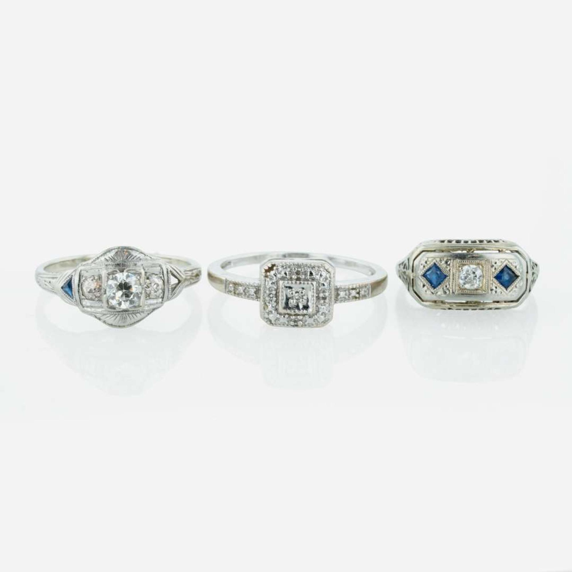 A Collection of Ladies White Gold and Gemstone Rings
