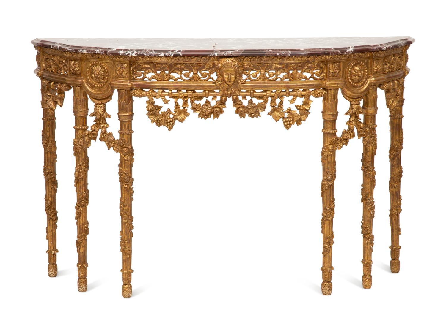 A Régence Style Giltwood Marble Top Console Table