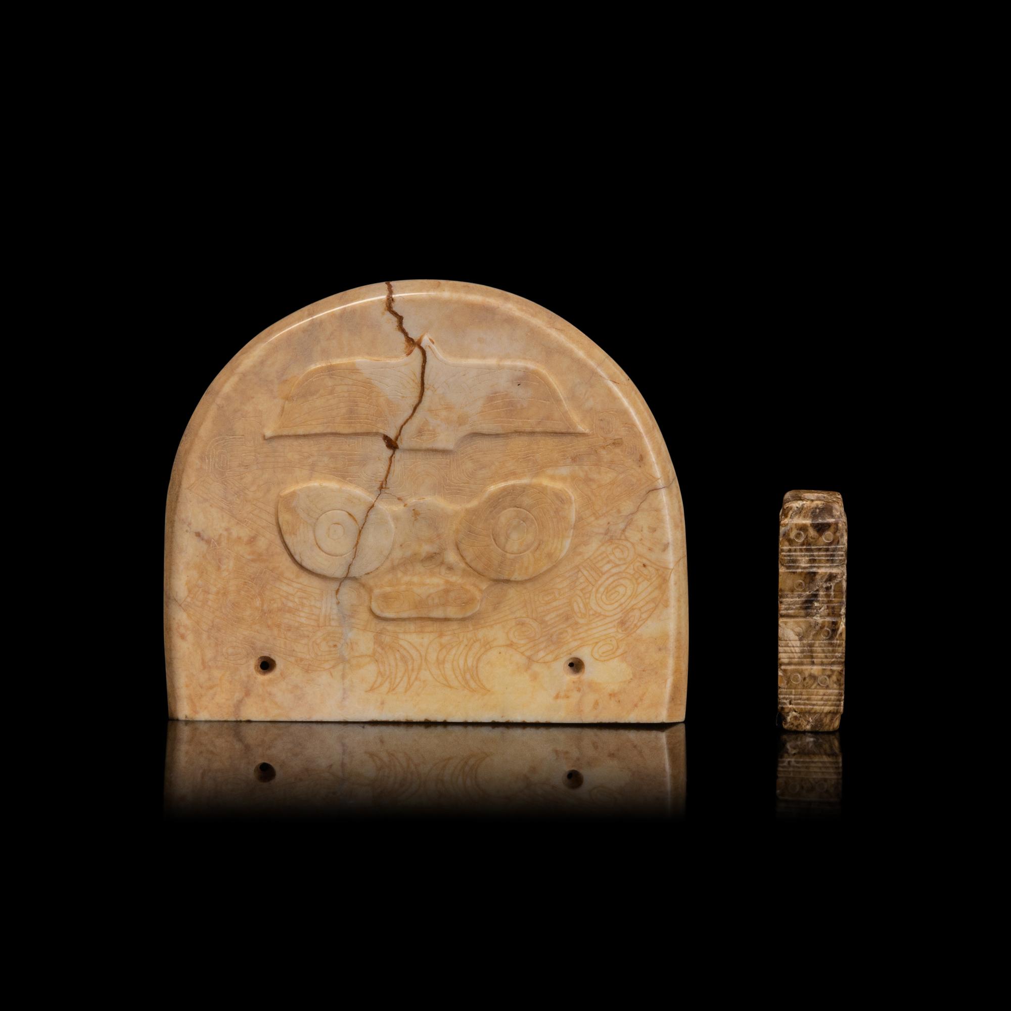 Two Chinese Archaistic Jade Carvings 仿古玉飾兩枚